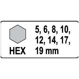 Smūginiai antgaliai  (1/2")  šešiakampis HEX 5 - 19mm. - 8vnt. 3