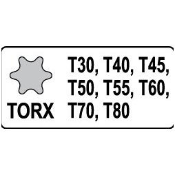 Smūginiai antgaliai - 12,5 mm (1/2") - T-Star (Torx) T30 - T80 -8 vnt 2 Smūginiai antgaliai - 12,5 mm (1/2") - T-Star (Torx) T30 - T80 -8 vnt 2