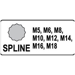 Smūginių antgalių rinkinys -12,5 mm (1/2") - Spline (XZN) M5 - M18-8 vnt. 3 Smūginių antgalių rinkinys -12,5 mm (1/2") - Spline (XZN) M5 - M18-8 vnt. 3