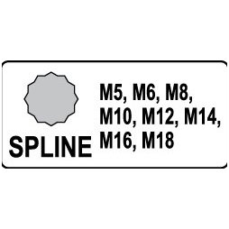 Smūginių antgalių rinkinys -12,5 mm (1/2") - Spline (XZN) M5 - M18-8 vnt. 3