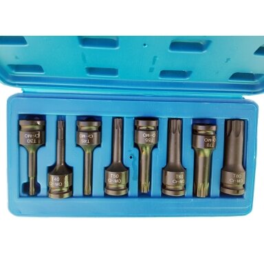 Smūginiai antgaliai (1/2") T-Star (Torx) T30 - T80 8vnt.