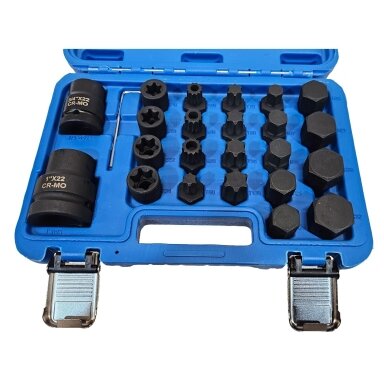 Smūginiai antgaliai sunkvežimiams 20 mm (3/4") + 25 mm (1")  24 vnt.S11091