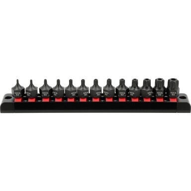 Smūginiai antgaliukai su skylutėmis TORX T10 - T70 3/8" 13 vnt