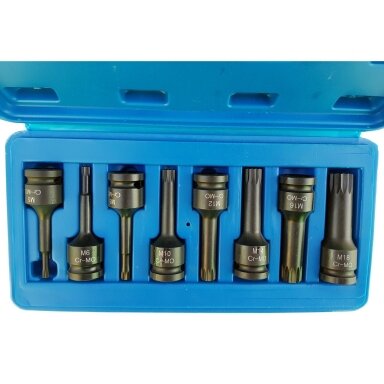 Smūginių antgalių rinkinys (1/2") Spline (XZN) M5 - M18 9vnt.
