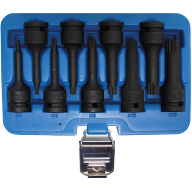 Smūginių antgalių rinkinys  12,5 mm (1/2")  Spline (XZN) M4 - M16  9 vnt.