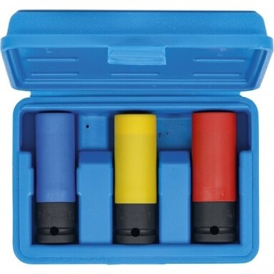 Smūginių galvučių rinkinys su apsauga itin siauros (1/2") 17/19/21mm. 3vnt.