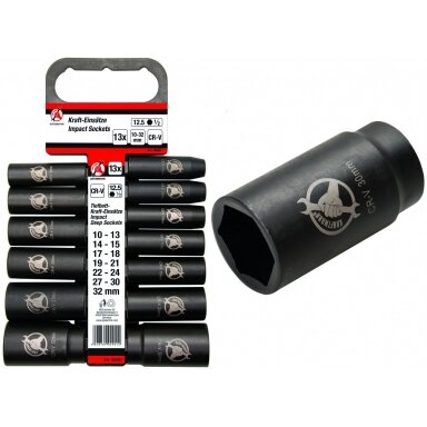 Smūginių ilgų galvučių rinkinys 1/2", 10 - 32mm. 13vnt. Smūginių ilgų galvučių rinkinys 1/2", 10 - 32mm. 13vnt.