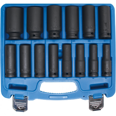 Smūginių ilgų galvučių rinkinys 1/2", 14vnt, 10-32mm. Smūginių ilgų galvučių rinkinys 1/2", 14vnt, 10-32mm.