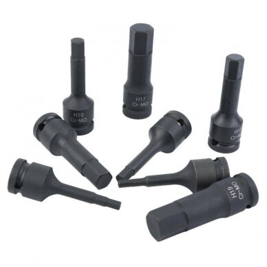 Smūginiai antgaliai  (1/2") hex šešiakampis 5 - 19mm. 8vnt. 5