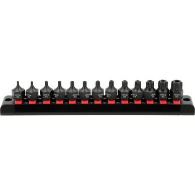 Smūginiai antgaliukai su skylutėmis TORX T10 - T70 3/8" 13 vnt Smūginiai antgaliukai su skylutėmis TORX T10 - T70 3/8" 13 vnt