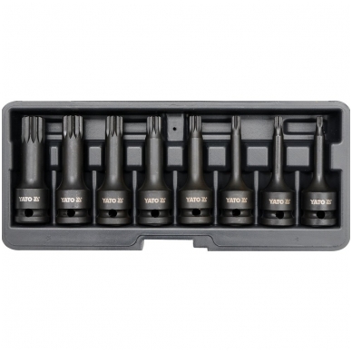 Smūginių antgalių rinkinys -12,5 mm (1/2") - Spline (XZN) M5 - M18-8 vnt. Smūginių antgalių rinkinys -12,5 mm (1/2") - Spline (XZN) M5 - M18-8 vnt.