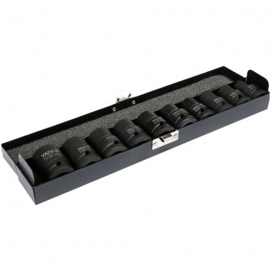 Smūginių galvučių rinkinys, šešiakampės (1/2") 10 - 22mm. 10vnt. Smūginių galvučių rinkinys, šešiakampės (1/2") 10 - 22mm. 10vnt.