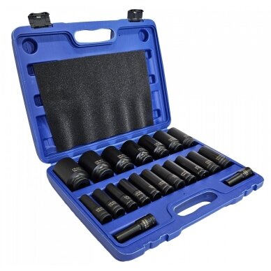 Smūginių ilgų galvučių rinkinys -12,5mm (1/2") - 10-38mm. - 20vnt. 1