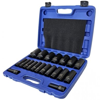 Smūginių ilgų galvučių rinkinys -12,5mm (1/2") - 10-38mm. - 20vnt. 2