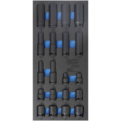 Smūginės galvutės šešiakampės (1/2") 10-24mm. 20vnt. Smūginės galvutės šešiakampės (1/2") 10-24mm. 20vnt.