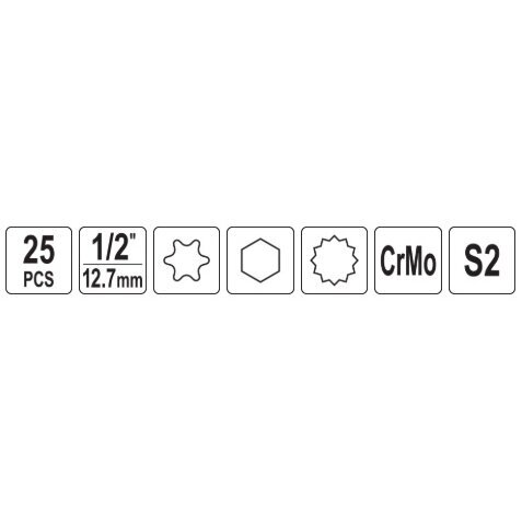 Smūginių antgalių rinkinys 1/2" 25vnt. 3 Smūginių antgalių rinkinys 1/2" 25vnt. 3