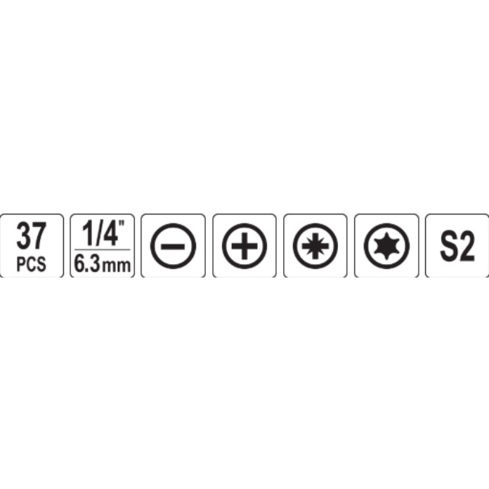 Smūginių antgalių rinkinys 37 vnt. 6 Smūginių antgalių rinkinys 37 vnt. 6