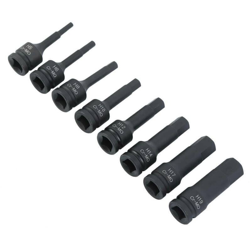 Smūginiai antgaliai (1/2") hex šešiakampis 5 - 19mm. 8vnt. 3 Smūginiai antgaliai (1/2") hex šešiakampis 5 - 19mm. 8vnt. 3