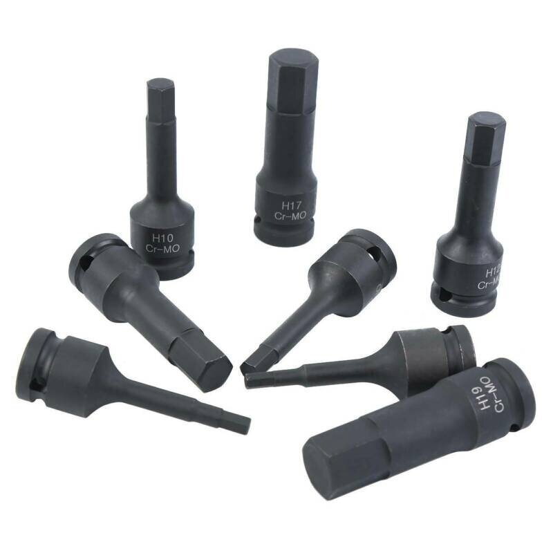 Smūginiai antgaliai (1/2") hex šešiakampis 5 - 19mm. 8vnt. 5 Smūginiai antgaliai (1/2") hex šešiakampis 5 - 19mm. 8vnt. 5