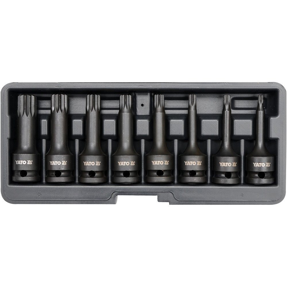 Smūginių antgalių rinkinys -12,5 mm (1/2") - Spline (XZN) M5 - M18-8 vnt. Smūginių antgalių rinkinys -12,5 mm (1/2") - Spline (XZN) M5 - M18-8 vnt.