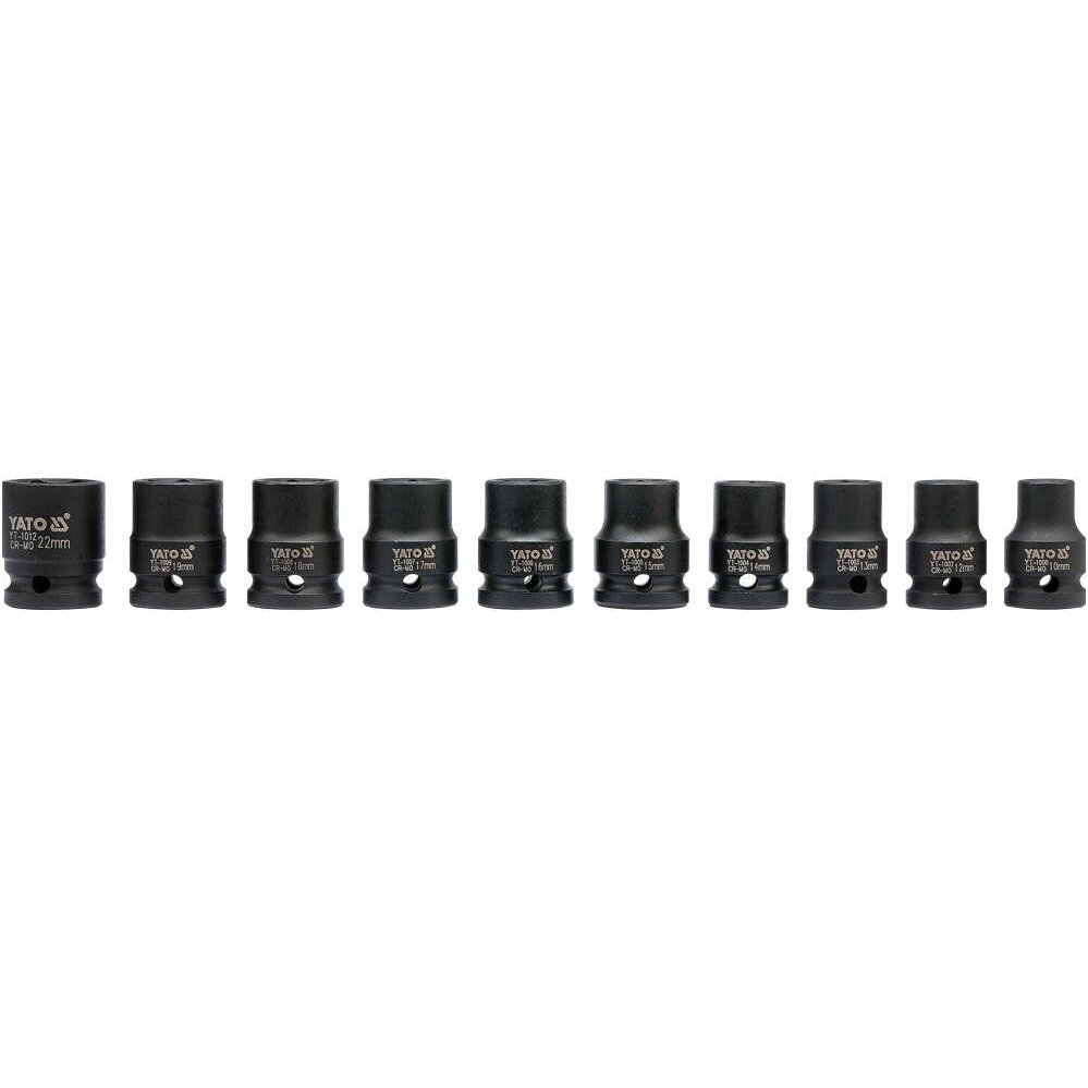 Smūginių galvučių rinkinys, šešiakampės (1/2") 10 - 22mm. 10vnt. 2 Smūginių galvučių rinkinys, šešiakampės (1/2") 10 - 22mm. 10vnt. 2