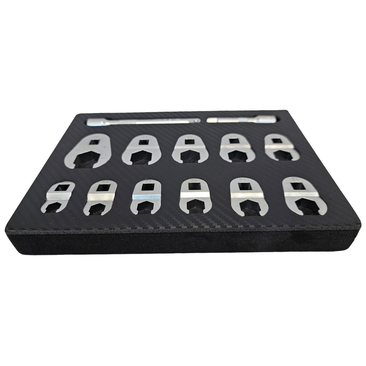 Šoninių raktų rinkinys 10 mm (3/8") 10 - 22 mm. 13 vnt. Šoninių raktų rinkinys 10 mm (3/8") 10 - 22 mm. 13 vnt.
