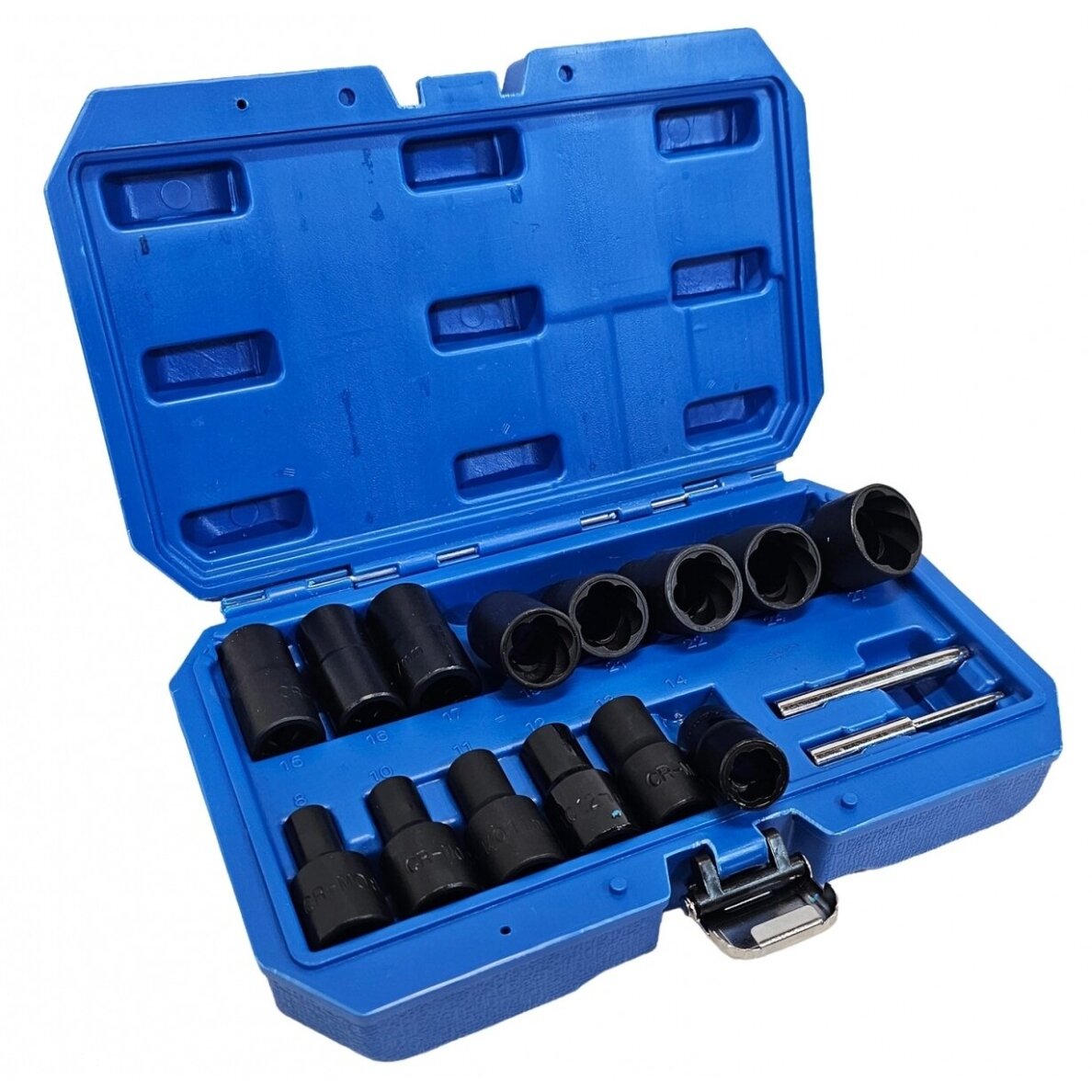 Specialus galvučių rinkinys, sraigtiniai ištraukikliai 1/2" 8 - 27mm. 16vnt. Specialus galvučių rinkinys, sraigtiniai ištraukikliai 1/2" 8 - 27mm. 16vnt.