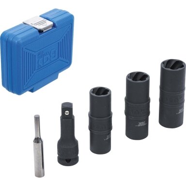 Specialus smūginių dvipusių galvučių rinkinys, sraigtiniai - ištraukikliai ir ilgintuvas, 12,5mm (1/2") 17-19-21mm. 3vnt. Specialus smūginių dvipusių galvučių rinkinys, sraigtiniai - ištraukikliai ir ilgintuvas, 12,5mm (1/2") 17-19-21mm. 3vnt.