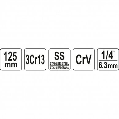 Špakliuotė - mentelė su antgaliais 125mm. 4 Špakliuotė - mentelė su antgaliais 125mm. 4