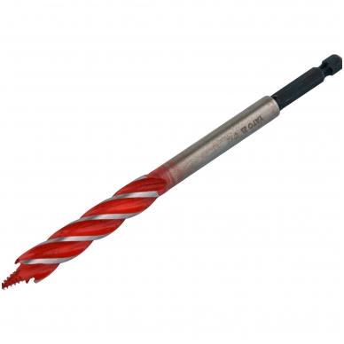 Spiralinis grąžtas medžiui - su hex (1/4") galu - 12 mm Spiralinis grąžtas medžiui - su hex (1/4") galu - 12 mm