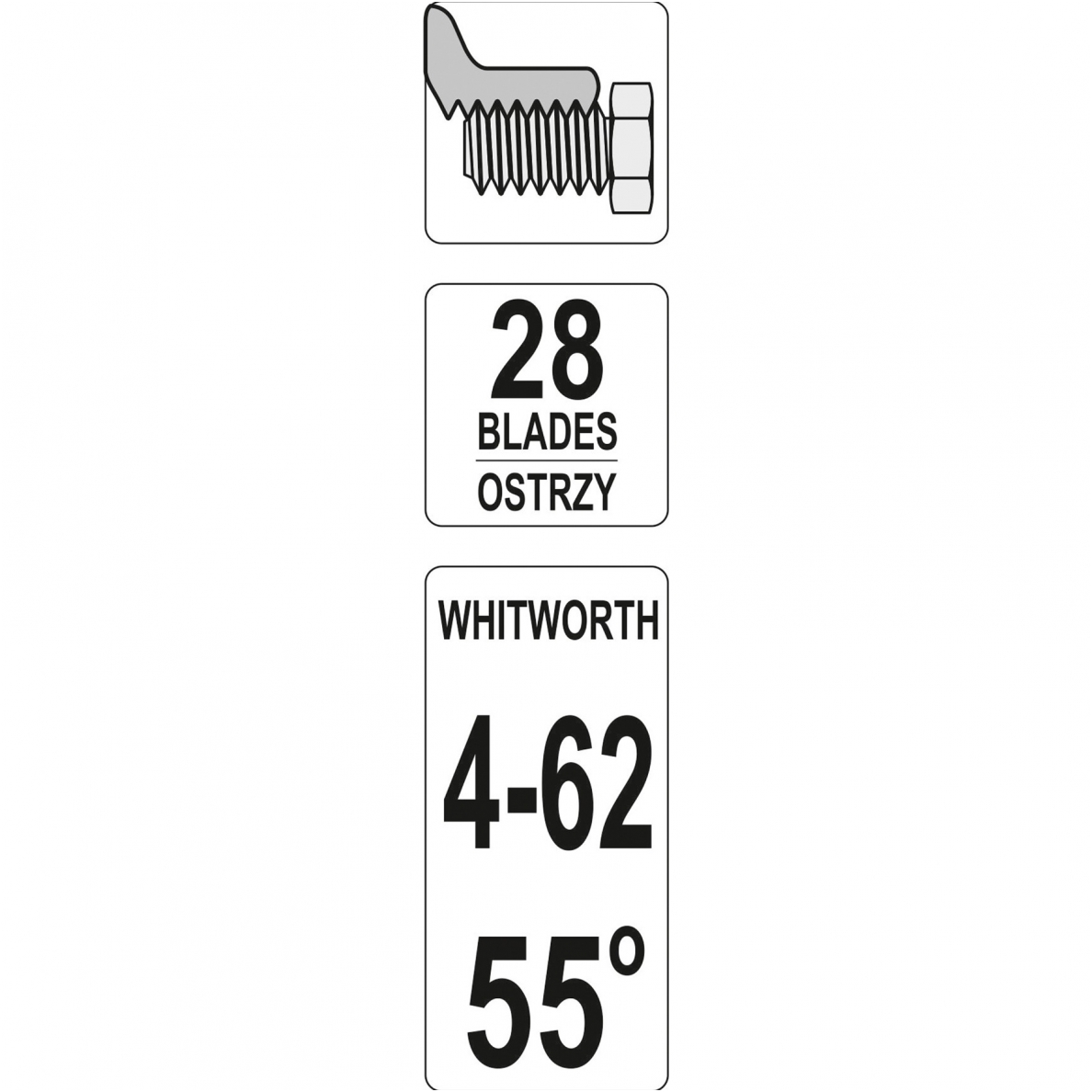 Sriegio matuoklis 28 lapelių 4 - 62,colinis 2 Sriegio matuoklis 28 lapelių 4 - 62,colinis 2