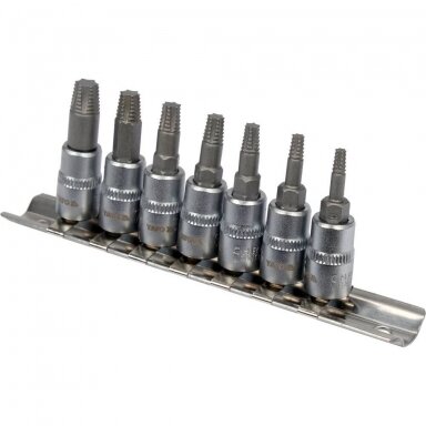 Sraigtiniai ištraukikliai 6.3mm. (1/4") / 10mm. (3/8") pažeistam T-Star (Torx) T10 - T40 7vnt.