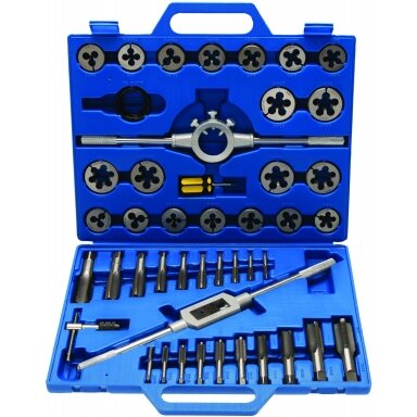 Colinių sriegiklių - sriegpjovių komplektas 1/4" - 1" 45vnt. Colinių sriegiklių - sriegpjovių komplektas 1/4" - 1" 45vnt.