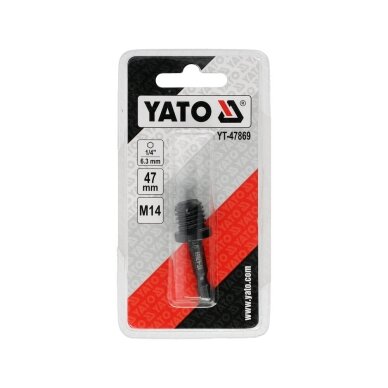 Sriegio M14 adapteris į HEX (1/4") 6.3 mm. 47 mm. ilgio 3 Sriegio M14 adapteris į HEX (1/4") 6.3 mm. 47 mm. ilgio 3