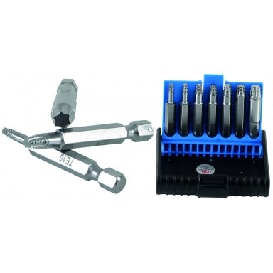 Sugadintų T-Star (Torx) varžtų galvučių išsukėjų rinkinys 7vnt. T10-T40 Sugadintų T-Star (Torx) varžtų galvučių išsukėjų rinkinys 7vnt. T10-T40