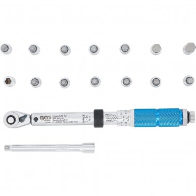 Sukimo momento veržliarakčio rinkinys dinamometras 6.3mm. (1/4") 3-24Nm. 16vnt. 3 Sukimo momento veržliarakčio rinkinys dinamometras 6.3mm. (1/4") 3-24Nm. 16vnt. 3