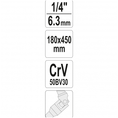 T rankena - šarnyrinis kvadratas 12,5 mm (1/2") - 450 mm 2