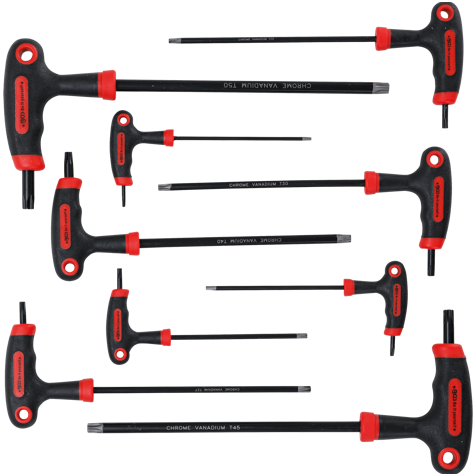 T-rankenėlių atsuktuvų rinkinys T-Star su skyle (Torx) T10-T50 9vnt. 1 T-rankenėlių atsuktuvų rinkinys T-Star su skyle (Torx) T10-T50 9vnt. 1