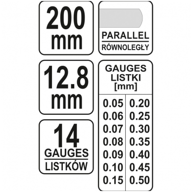 Tarpumačiai pailginti 200mm, 14 lapelių, 0,05-0,5 mm 2