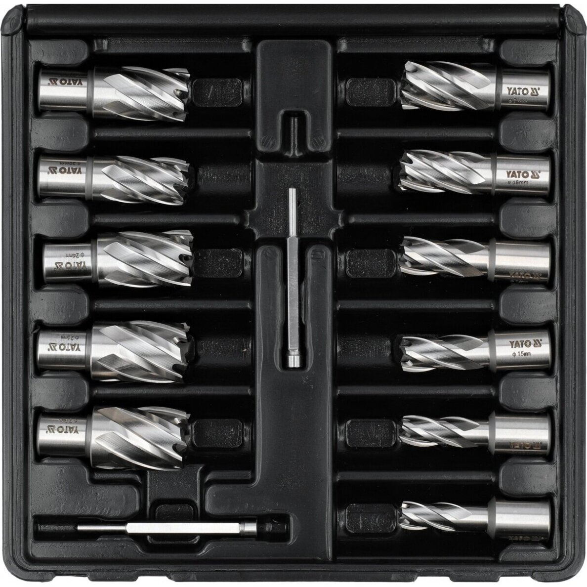 TCT karūninių grąžtų rinkinys kietam metalui  Weldon tipas  12–27 mm. 8 vnt.
