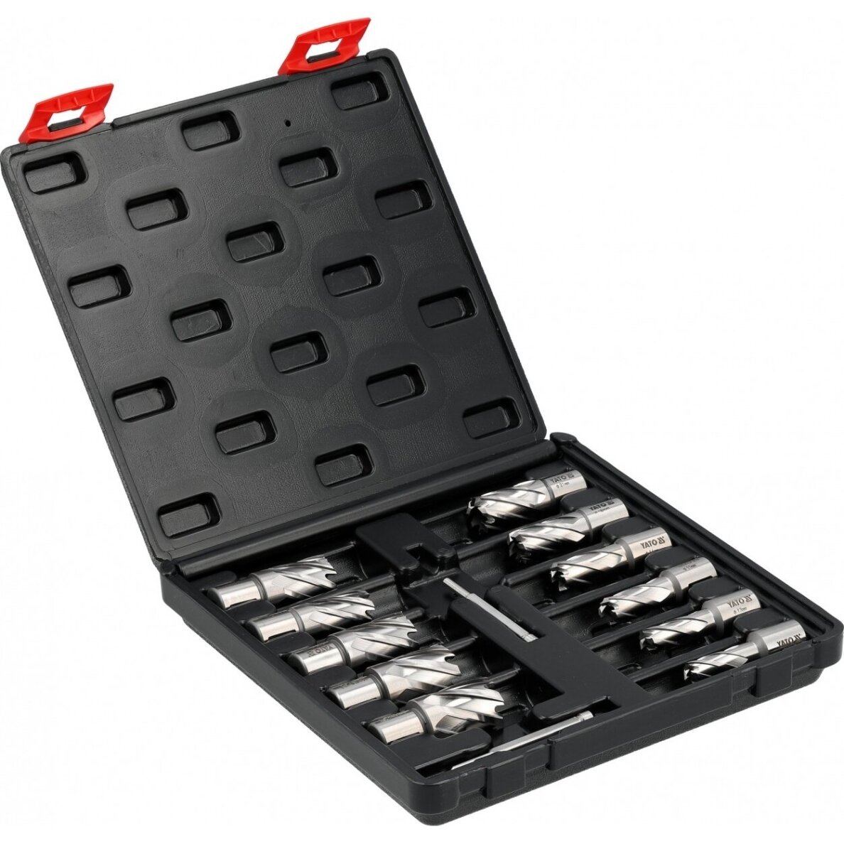 TCT karūninių grąžtų rinkinys kietam metalui  Weldon tipas  12–27 mm. 8 vnt. 1