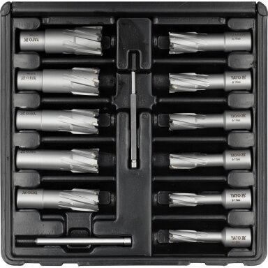 TCT karūninių grąžtų rinkinys kietam metalui  Weldon tipas  12–27 mm.  13 vnt.