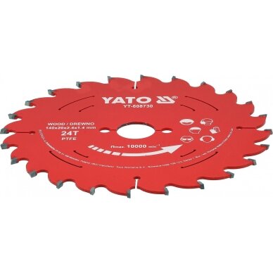 TCT pjovimo diskas medienai 165 mm. 24 dantukai, 20 mm. su PTFE danga 2 TCT pjovimo diskas medienai 165 mm. 24 dantukai, 20 mm. su PTFE danga 2