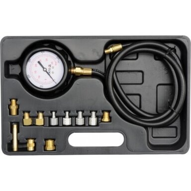 Tepalo slėgio matuoklis su adapteriais 0-500 PSI/0-35 Bar 12vnt. Tepalo slėgio matuoklis su adapteriais 0-500 PSI/0-35 Bar 12vnt.