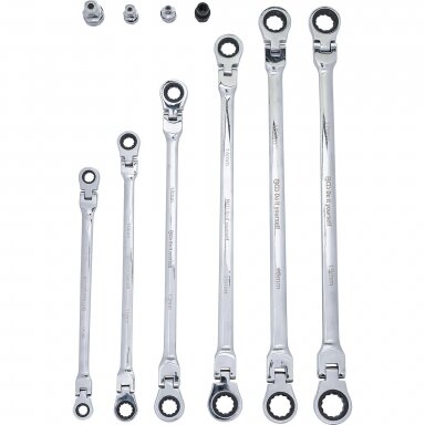 Terkšliniai dvipusiai ilgi raktai šarnyriniai su adapteriais 8x9 - 17x19mm. 10vnt.