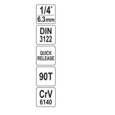 Terkšlė galvutėms chromuota  1/4"  150 mm. 90 dantukų 6