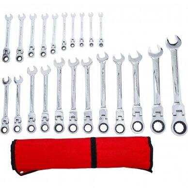 Terkšlinių raktų rinkinys, šarnyriniai, 6 - 32 mm, 22 vnt. 1 Terkšlinių raktų rinkinys, šarnyriniai, 6 - 32 mm, 22 vnt. 1