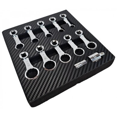 Torcinių adapterių rinkinys , 42Cr-Mo., 10 mm (3/8") 10 - 19 mm. 12 vnt. 2 Torcinių adapterių rinkinys , 42Cr-Mo., 10 mm (3/8") 10 - 19 mm. 12 vnt. 2