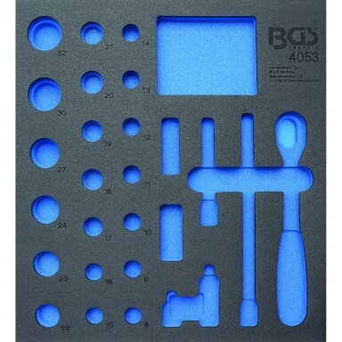Tuščias padėklas į spintelę 1/2", 8-32 mm, 27vnt įrankių rinkiniui Tuščias padėklas į spintelę 1/2", 8-32 mm, 27vnt įrankių rinkiniui