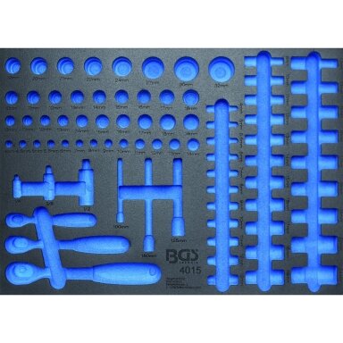 Tuščias padėklas į spintelę 1/4"+3/8"+1/2" galvutėms ir rankenoms Tuščias padėklas į spintelę 1/4"+3/8"+1/2" galvutėms ir rankenoms
